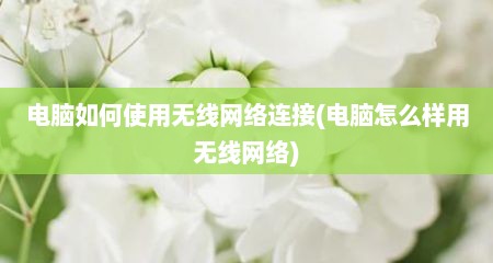 电脑如何使用无线网络连接(电脑怎么样用无线网络)