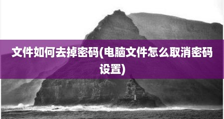 文件如何去掉密码(电脑文件怎么取消密码设置)