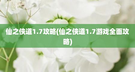 仙芝侠道1.7攻略(仙芝侠道1.7游戏全面攻略)