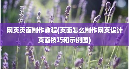 网页页面制作教程(页面怎么制作网页设计页面技巧和示例图)