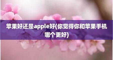 苹果好还是apple好(你觉得你和苹果手机哪个更好)