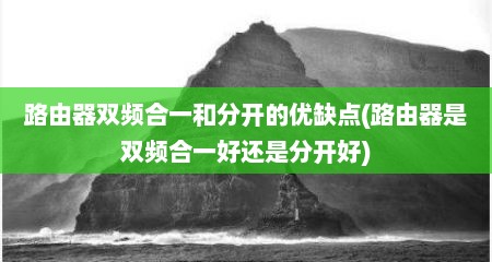 路由器双频合一和分开的优缺点(路由器是双频合一好还是分开好)