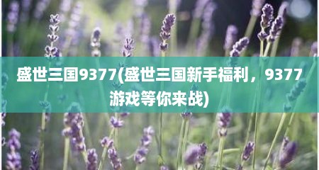 盛世三国9377(盛世三国新手福利，9377游戏等你来战)