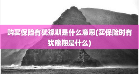 购买保险有犹豫期是什么意思(买保险时有犹豫期是什么)