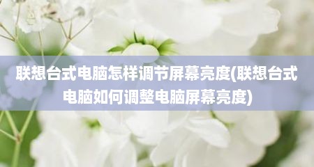 联想台式电脑怎样调节屏幕亮度(联想台式电脑如何调整电脑屏幕亮度)