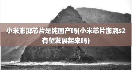 小米澎湃芯片是纯国产吗(小米芯片澎湃s2有望发展起来吗)