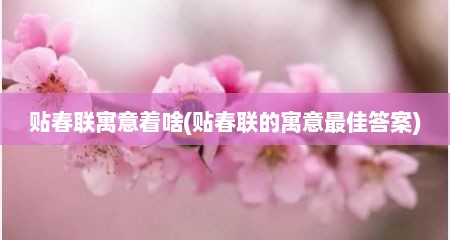 贴春联寓意着啥(贴春联的寓意最佳答案)