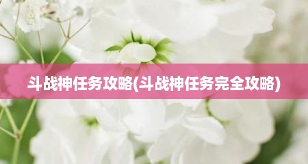 斗战神任务攻略(斗战神任务完全攻略)