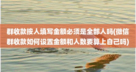群收款按人填写金额必须是全部人吗(微信群收款如何设置金额和人数要算上自己吗)