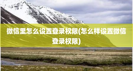 微信里怎么设置登录权限(怎么样设置微信登录权限)