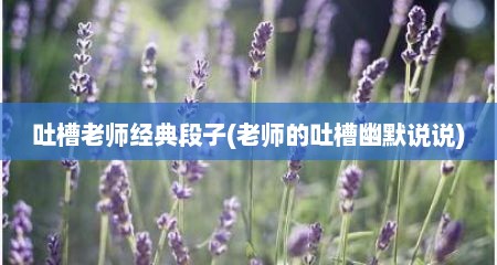 吐槽老师经典段子(老师的吐槽幽默说说)
