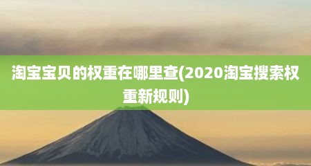 淘宝宝贝的权重在哪里查(2020淘宝搜索权重新规则)