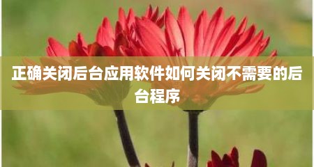正确关闭后台应用软件如何关闭不需要的后台程序