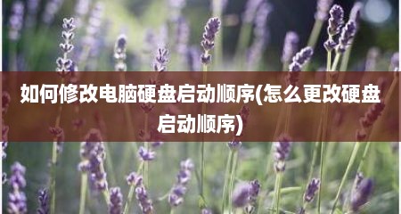 如何修改电脑硬盘启动顺序(怎么更改硬盘启动顺序)
