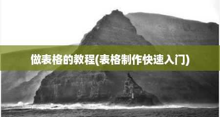 做表格的教程(表格制作快速入门)