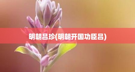 明朝吕珍(明朝开国功臣吕)