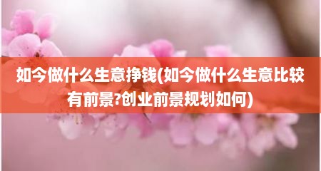 如今做什么生意挣钱(如今做什么生意比较有前景?创业前景规划如何)