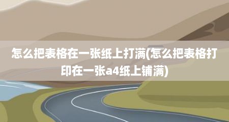 怎么把表格在一张纸上打满(怎么把表格打印在一张a4纸上铺满)