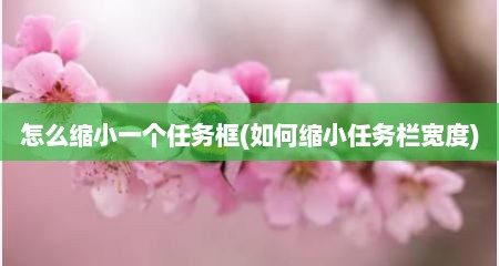 怎么缩小一个任务框(如何缩小任务栏宽度)
