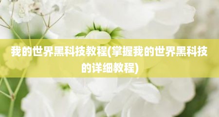 硪的世界黑科技教程(掌握硪的世界黑科技的详细教程)