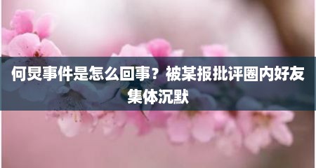 何炅事件是怎么回事？被某报批评圈内好友集体沉默
