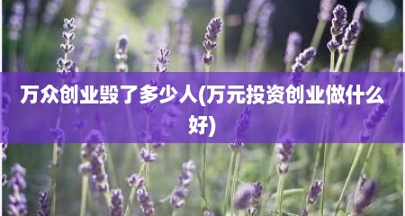 万众创业毁了多少人(万元投资创业做什么好)