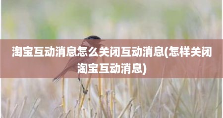 淘宝互动消息怎么关闭互动消息(怎样关闭淘宝互动消息)