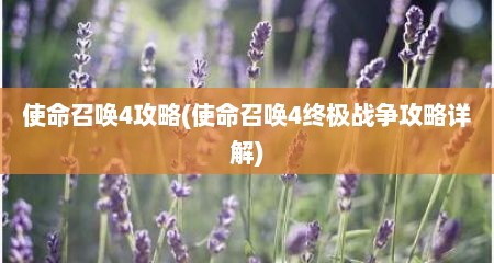 使命召唤4攻略(使命召唤4终极战争攻略详解)