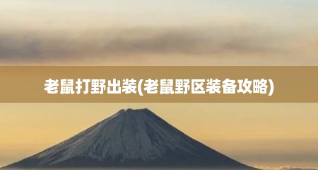老鼠打野出装(老鼠野区装备攻略)