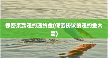 保密条款违约违约金(保密协议的违约金太高)