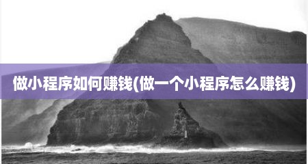 做小程序如何赚钱(做一个小程序怎么赚钱)