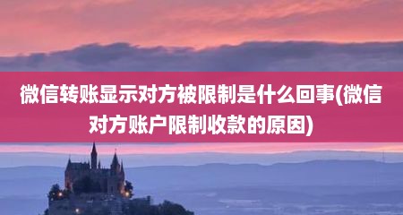 微信转账显示对方被限制是什么回事(微信对方账户限制收款的原因)