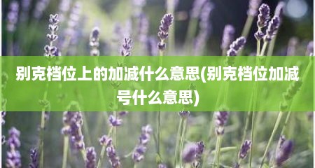 别克档位上的加减什么意思(别克档位加减号什么意思)