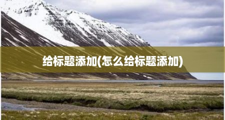 给标题添加(怎么给标题添加)