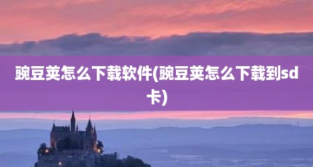 豌豆荚怎么下载软件(豌豆荚怎么下载到sd卡)