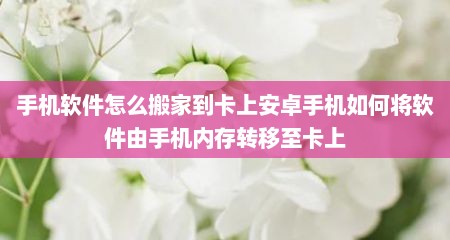 手机软件怎么搬家到卡上安卓手机如何将软件由手机内存转移至卡上