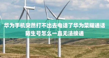 华为手机突然打不出去电话了华为荣耀通话陌生号怎么一直无法接通