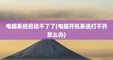 电脑系统启动不了了(电脑开机系统打不开怎么办)