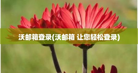 沃邮箱登录(沃邮箱 让您轻松登录)