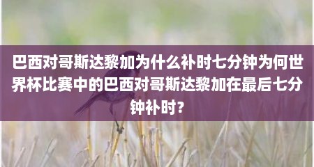巴西对哥斯达黎加为什么补时七分钟为何世界杯比赛中的巴西对哥斯达黎加在最后七分钟补时？