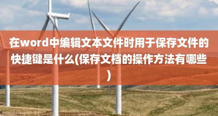 在word中编辑文本文件时用于保存文件的快捷键是什么(保存文档的操作方法有哪些)
