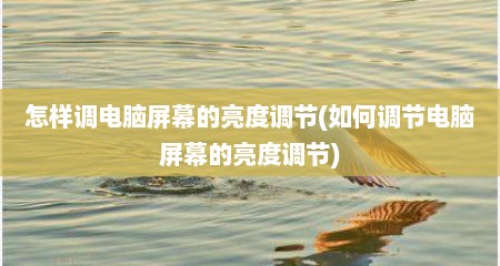 怎样调电脑屏幕的亮度调节(如何调节电脑屏幕的亮度调节)