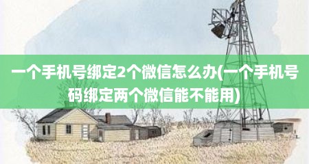 一个手机号绑定2个微信怎么办(一个手机号码绑定两个微信能不能用)