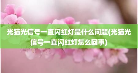 光猫光信号一直闪红灯是什么问题(光猫光信号一直闪红灯怎么回事)
