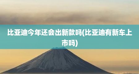 比亚迪今年还会出新款吗(比亚迪有新车上市吗)