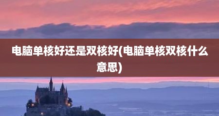 电脑单核好还是双核好(电脑单核双核什么意思)