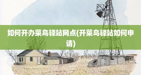 如何开办菜鸟驿站网点(开菜鸟驿站如何申请)