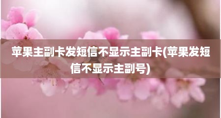 苹果主副卡发短信不显示主副卡(苹果发短信不显示主副号)