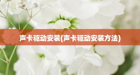 声卡驱动安装(声卡驱动安装方法)