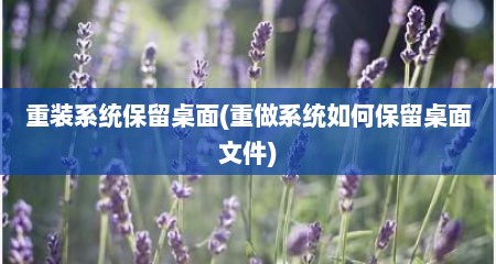 重装系统保留桌面(重做系统如何保留桌面文件)